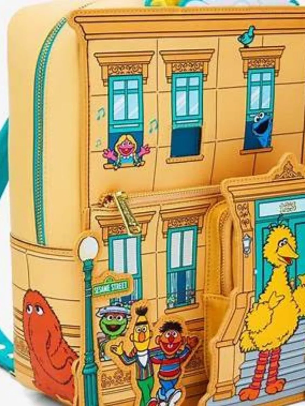 NWT Loungefly Sesame Street Neighborhood Friends Building Mini Backpack